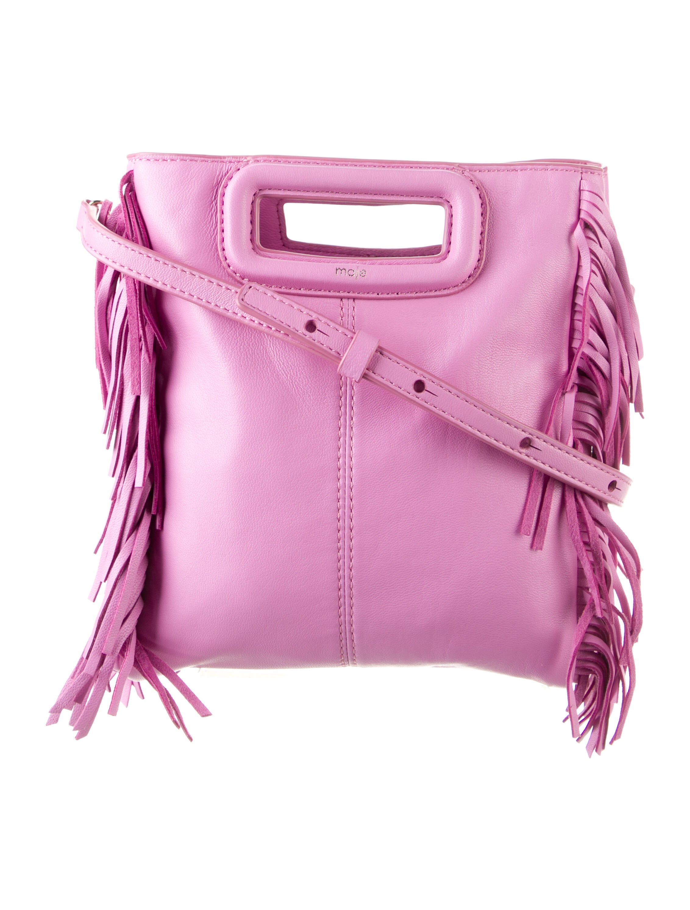 Maje Leather Fringe Crossbody Bag Pink Crossbody Bags, Handbags