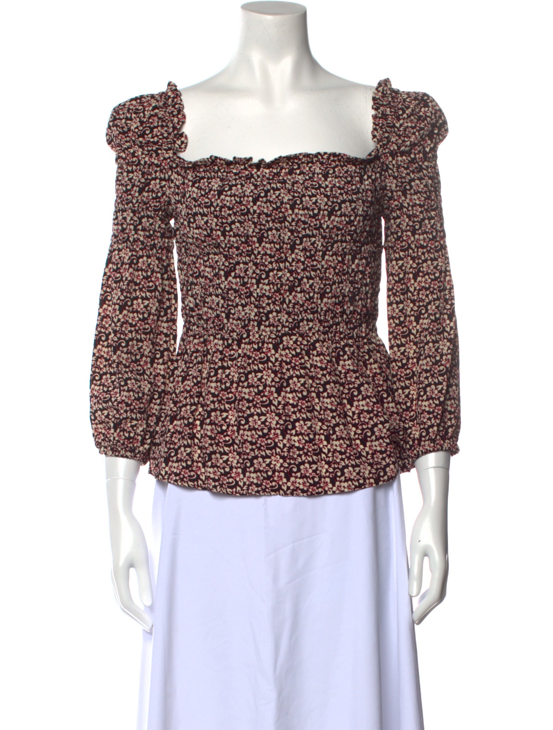 Maje Floral Print Square Neckline Blouse