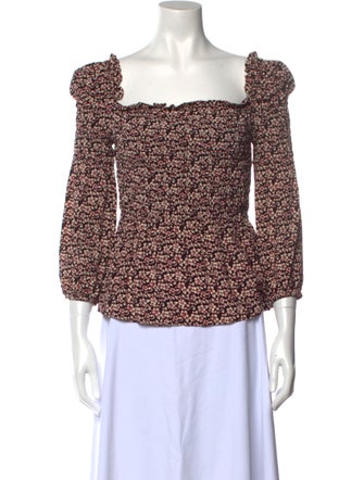 Maje Floral Print Square Neckline Blouse