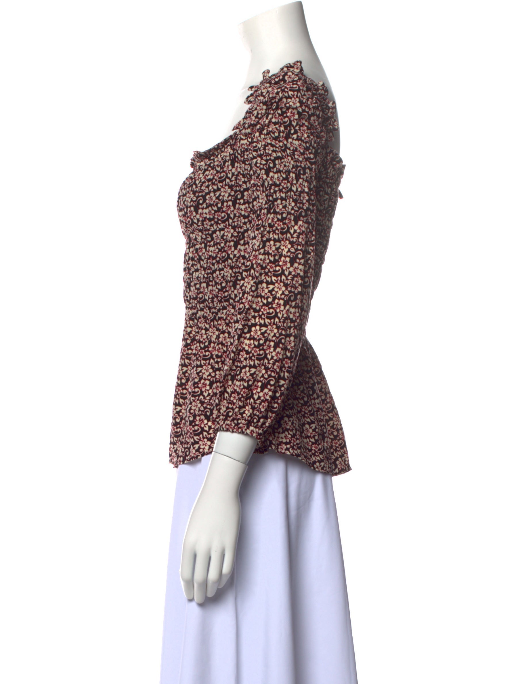 Maje Floral Print Square Neckline Blouse