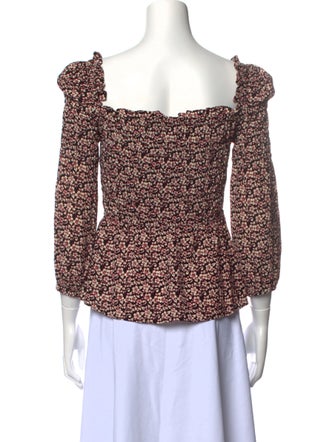 Maje Floral Print Square Neckline Blouse