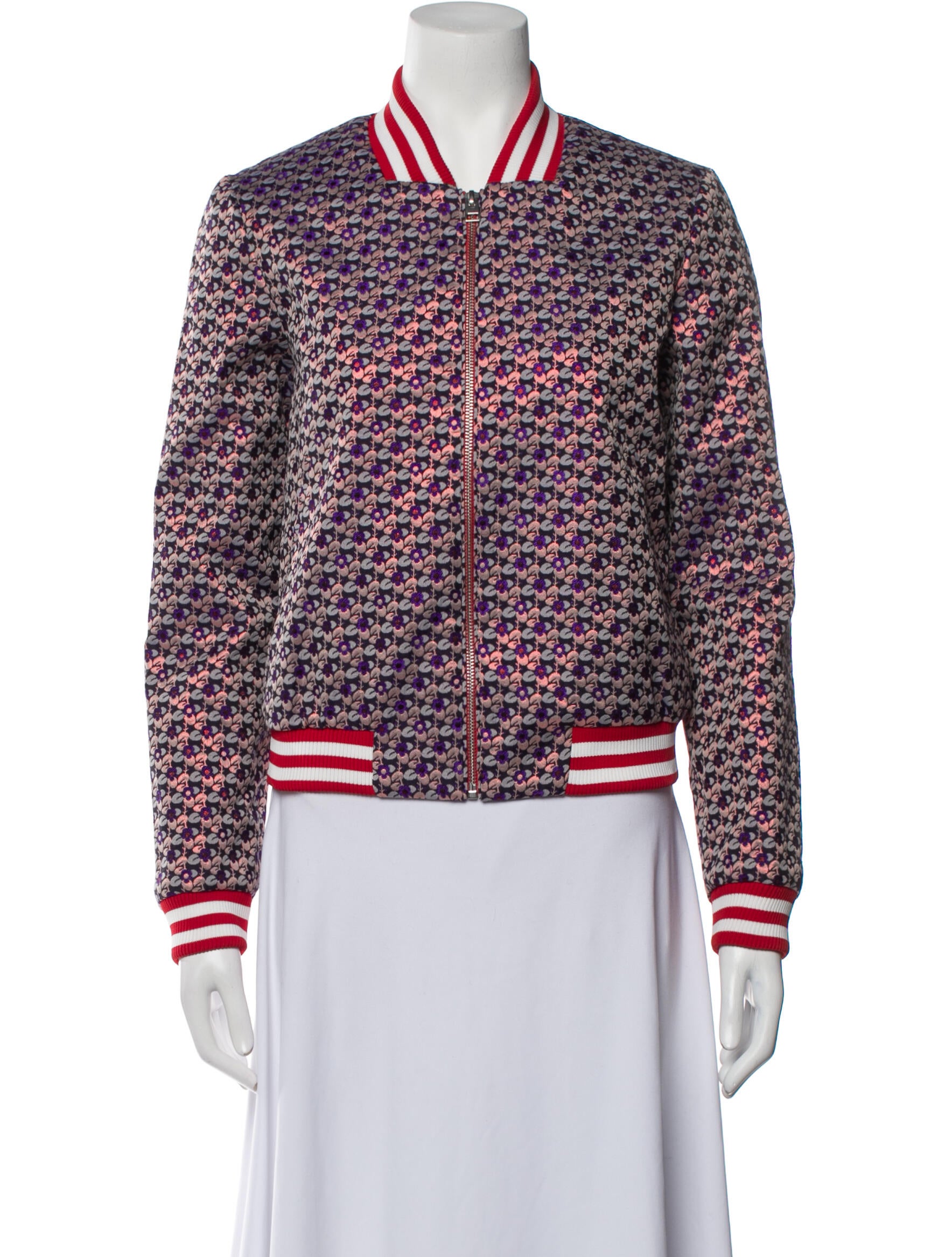 Maje Floral Print Bomber Jacket - Red Jackets, Clothing 