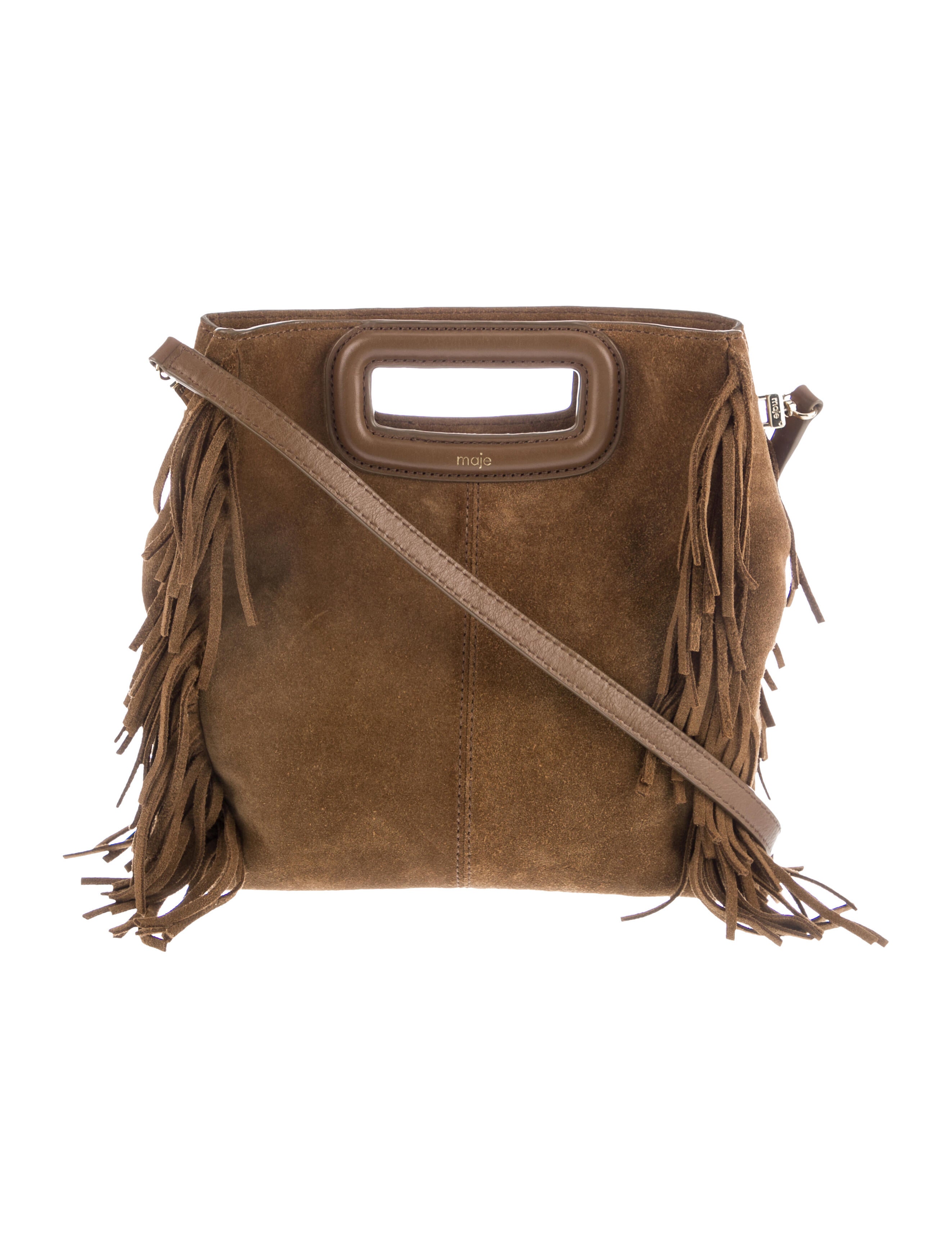 Maje Suede Fringe Crossbody Bag Brown Crossbody Bags, Handbags
