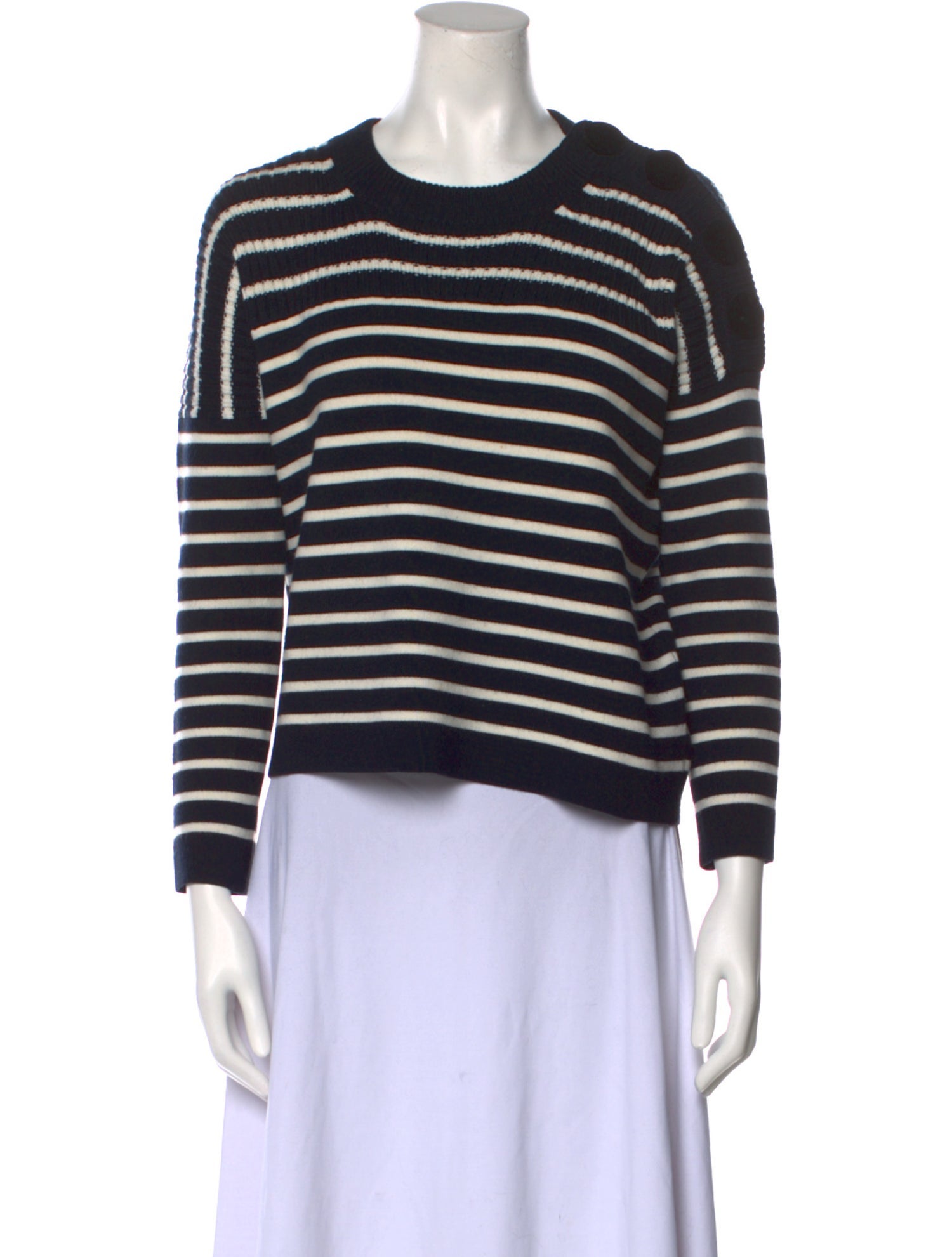 Maje Striped Crew Neck Sweater Blue Knitwear, Clothing W2M125995 The RealReal