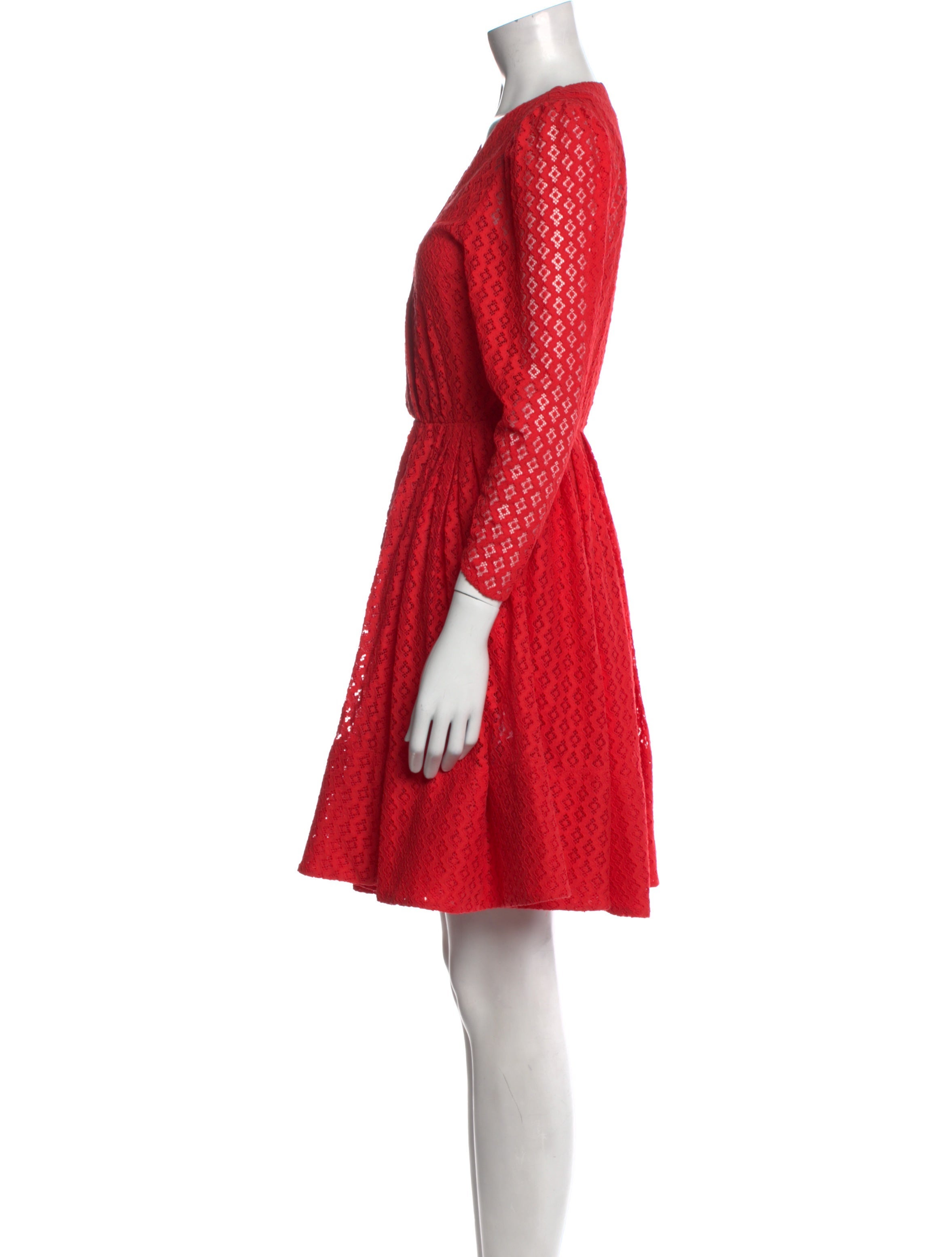 chinese dress ladies Maje Red and Purple Lace Trim Short Sleeve Dress – The Hangout main image 0