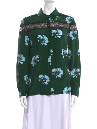 Maje Floral Print Long Sleeve Blouse