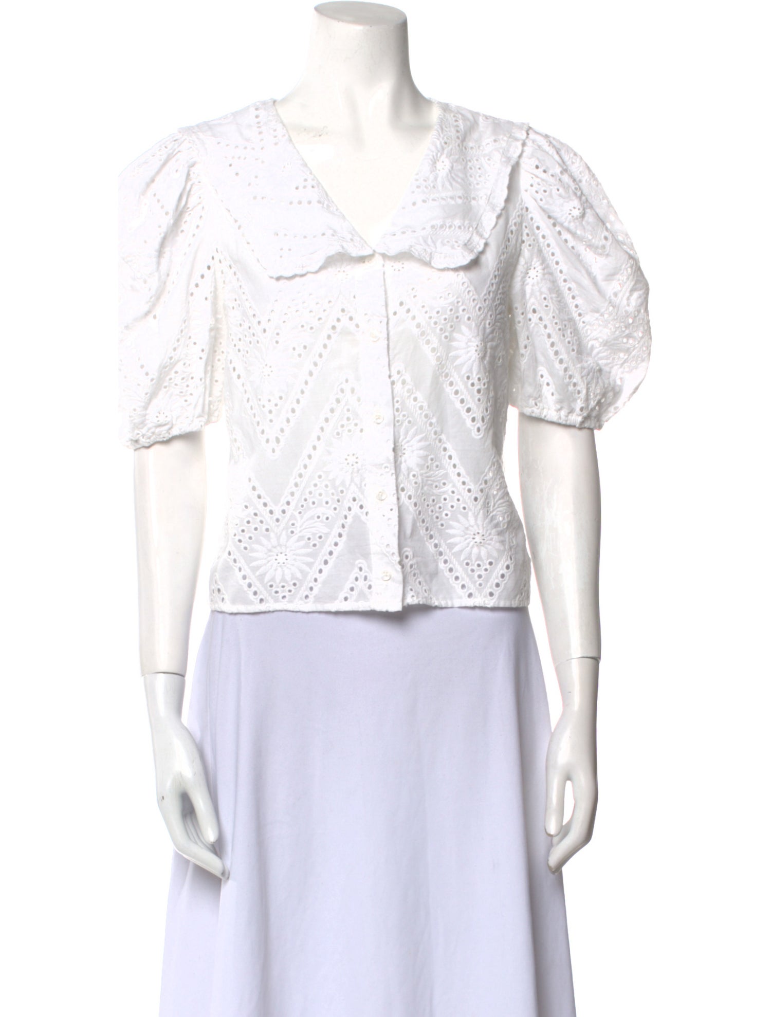 Maje V-Neck Short Sleeve Button-Up Top