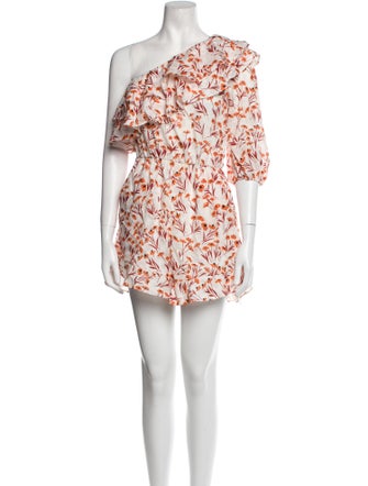 Maje Floral Print One-Shoulder Romper