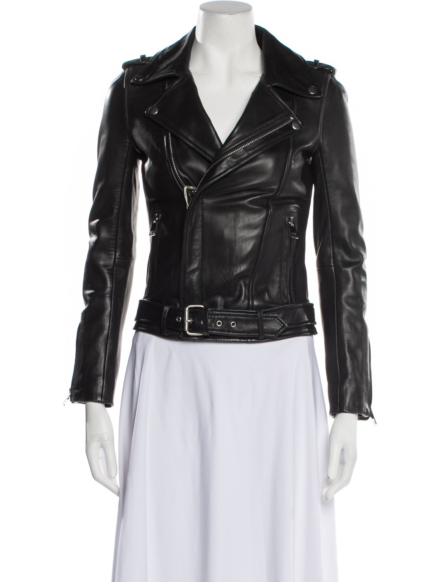 Maje Lamb Leather Biker Jacket