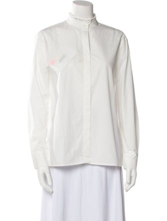 Maje Mock Neck Long Sleeve Button-Up Top