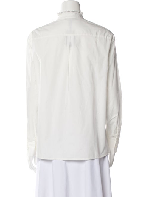 Maje Mock Neck Long Sleeve Button-Up Top