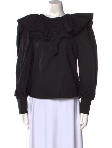 Maje Tops Crew Neck Long Sleeve Blouse XS