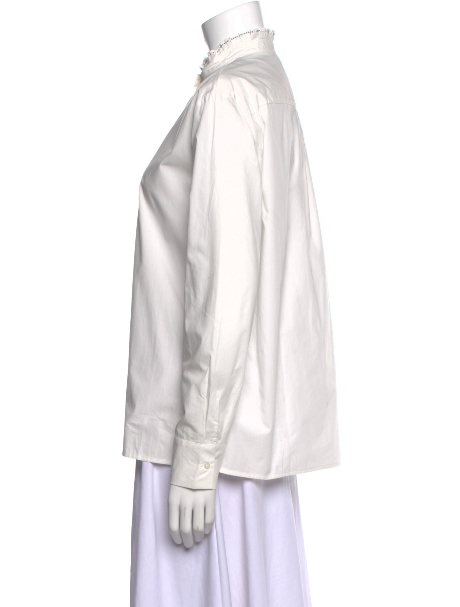 Maje Mock Neck Long Sleeve Button-Up Top