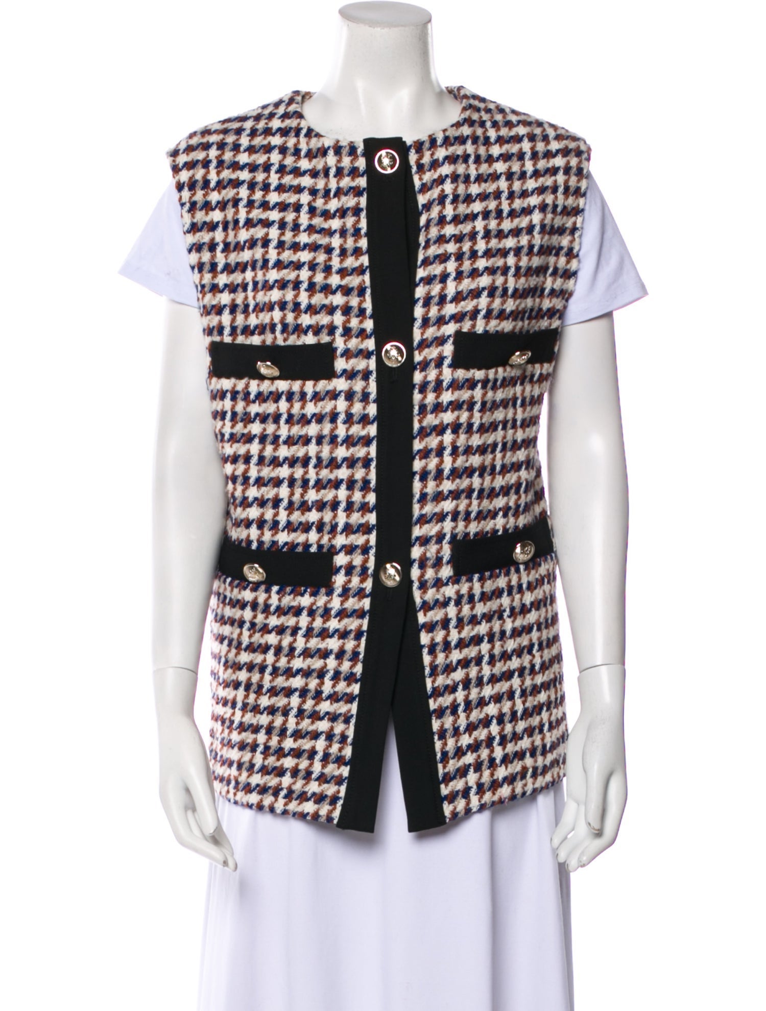 Maje Tweed Pattern Vest