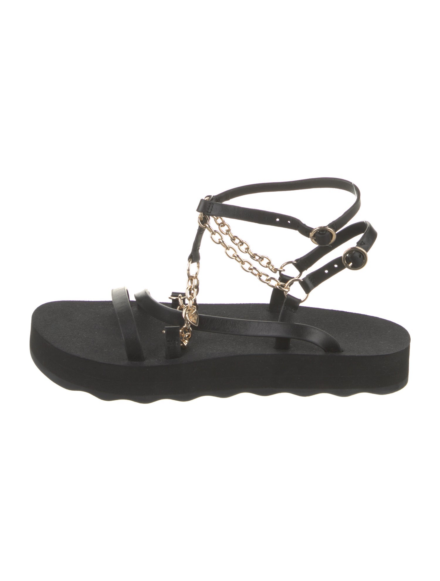 Maje Vegan Leather Chain-Link Accents Gladiator Sandals