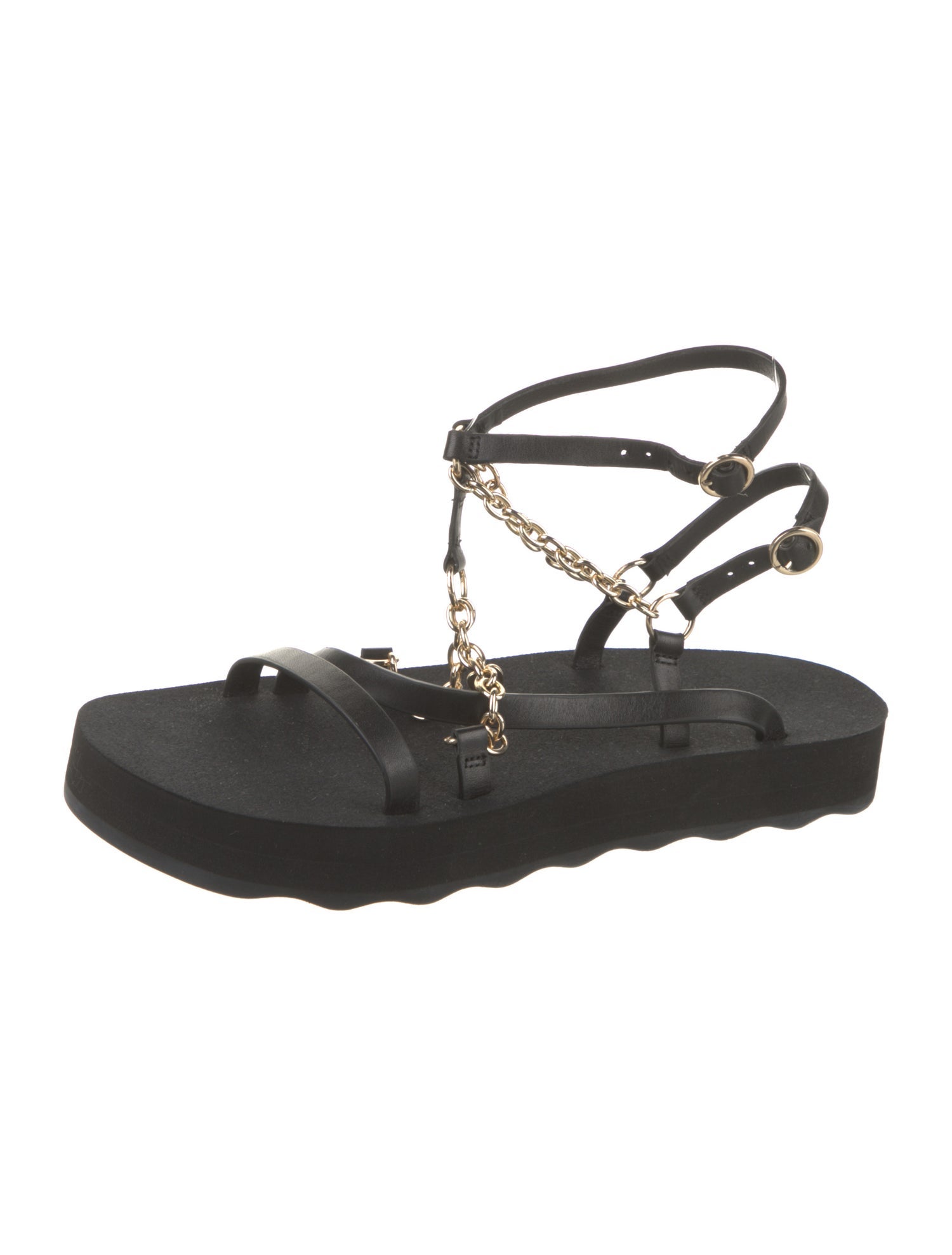 Maje Vegan Leather Chain-Link Accents Gladiator Sandals