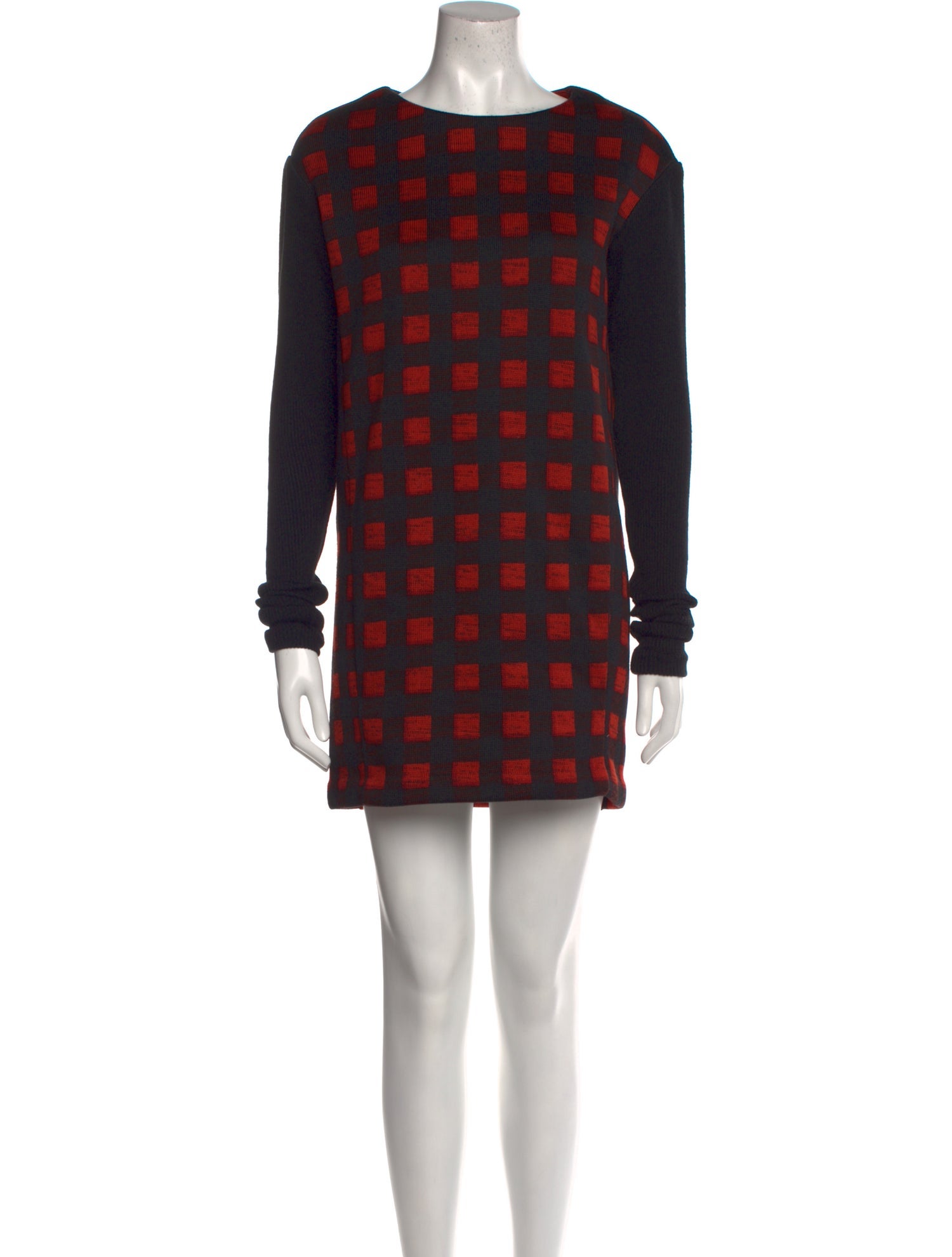 Maje Plaid Print Bateau Neckline Sweater