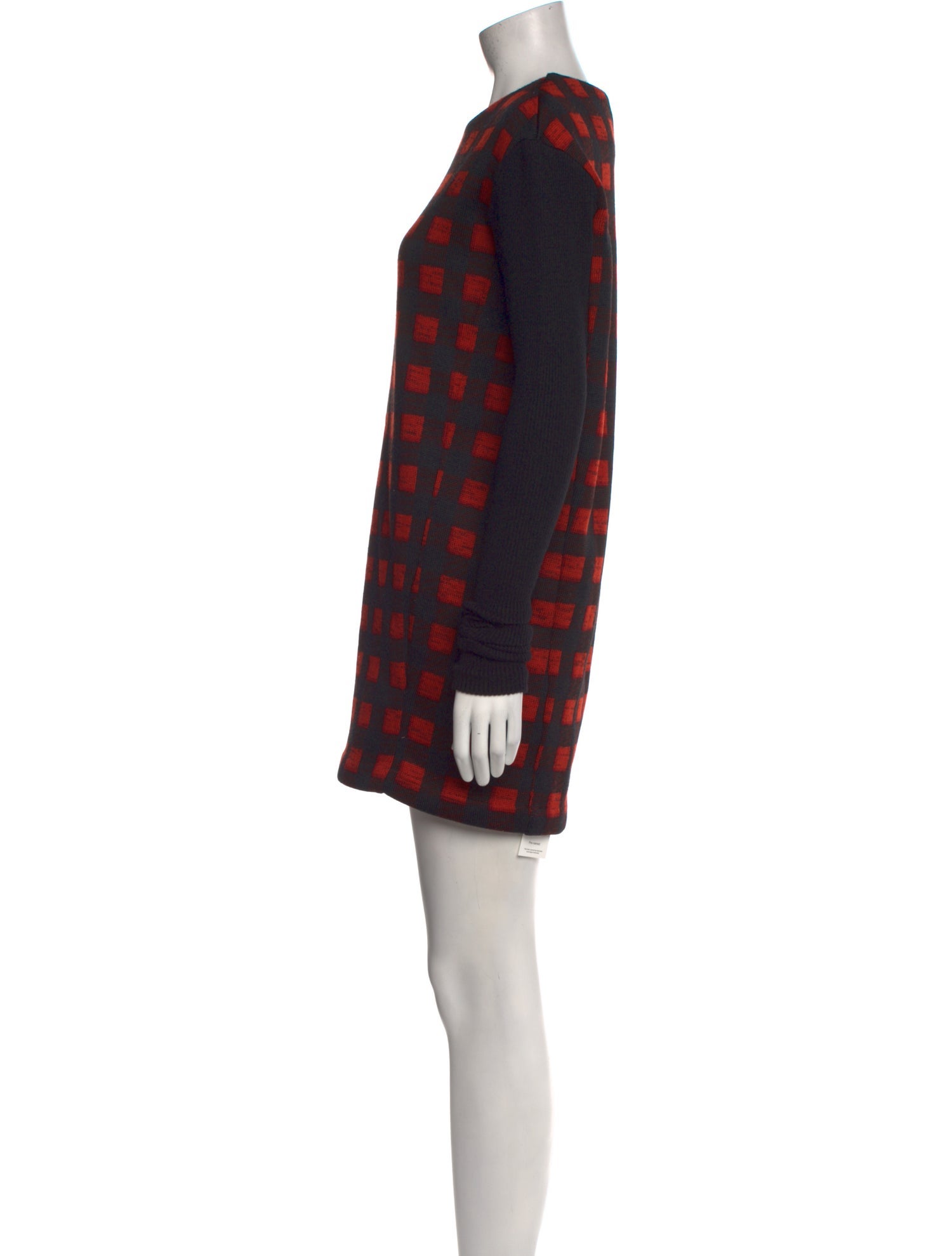 Maje Plaid Print Bateau Neckline Sweater