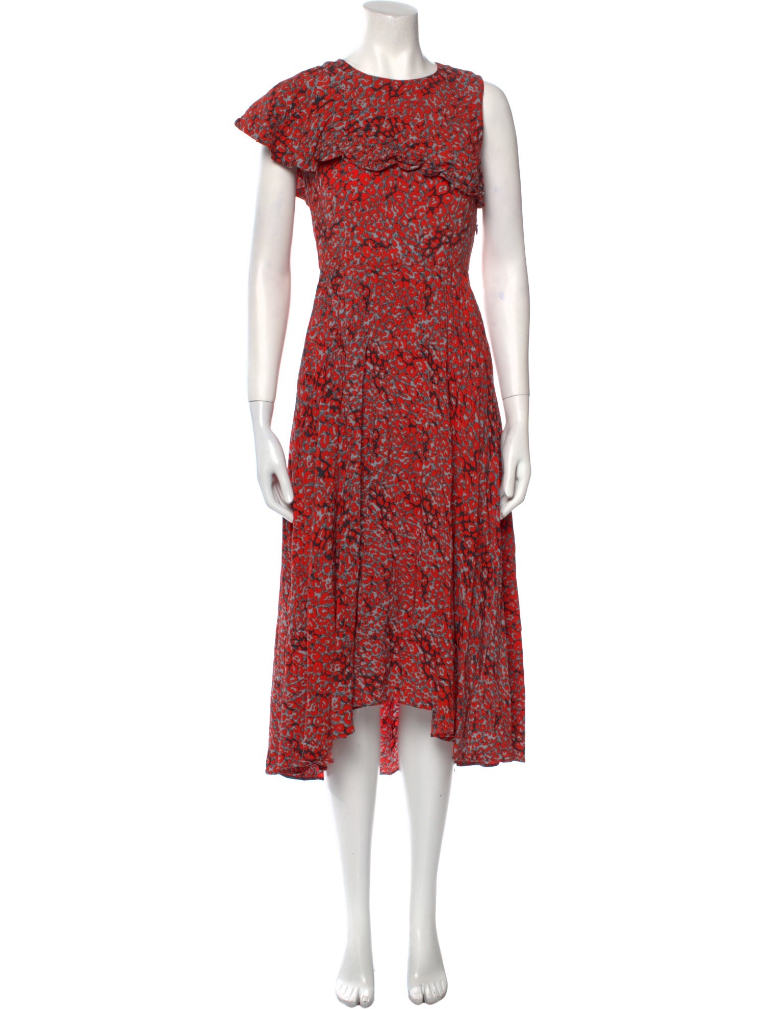 Maje Floral Print Midi Length Dress