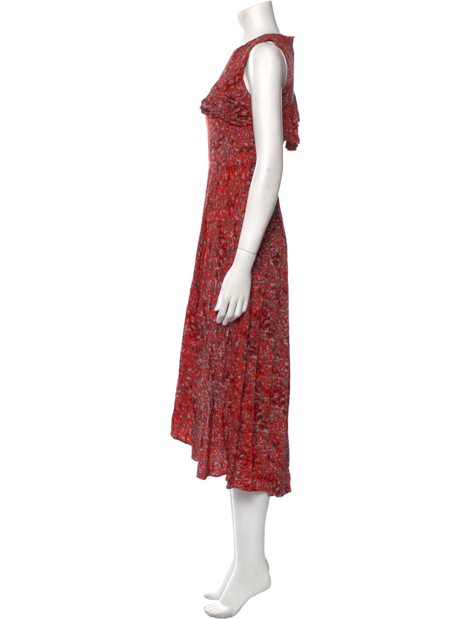 Maje Floral Print Midi Length Dress