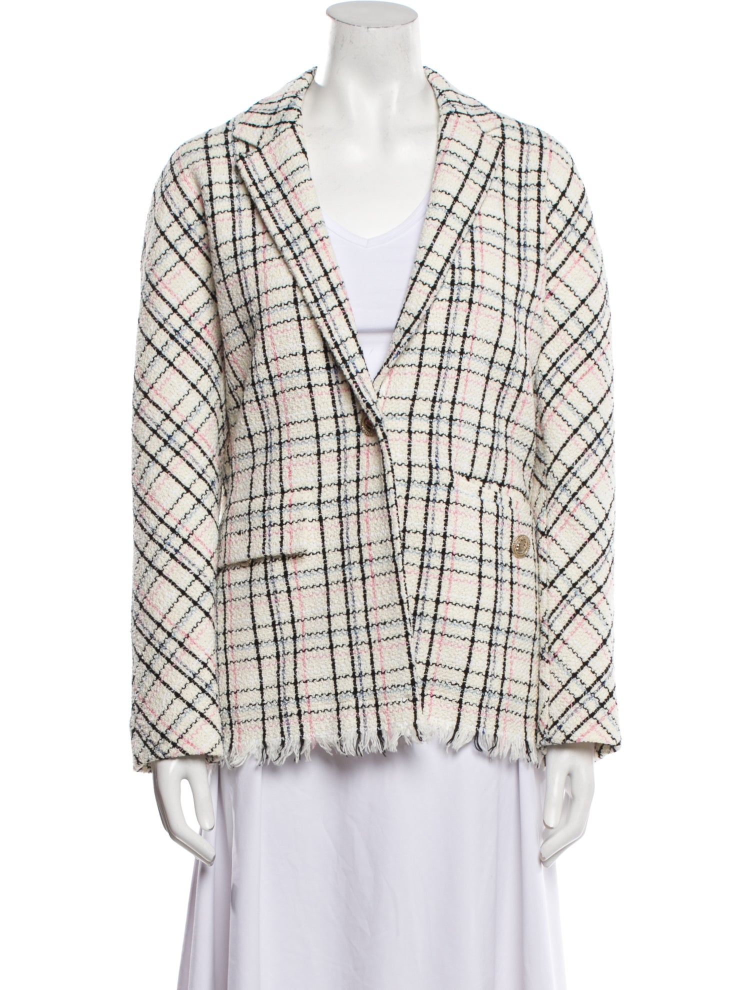 Maje Plaid Print Blazer