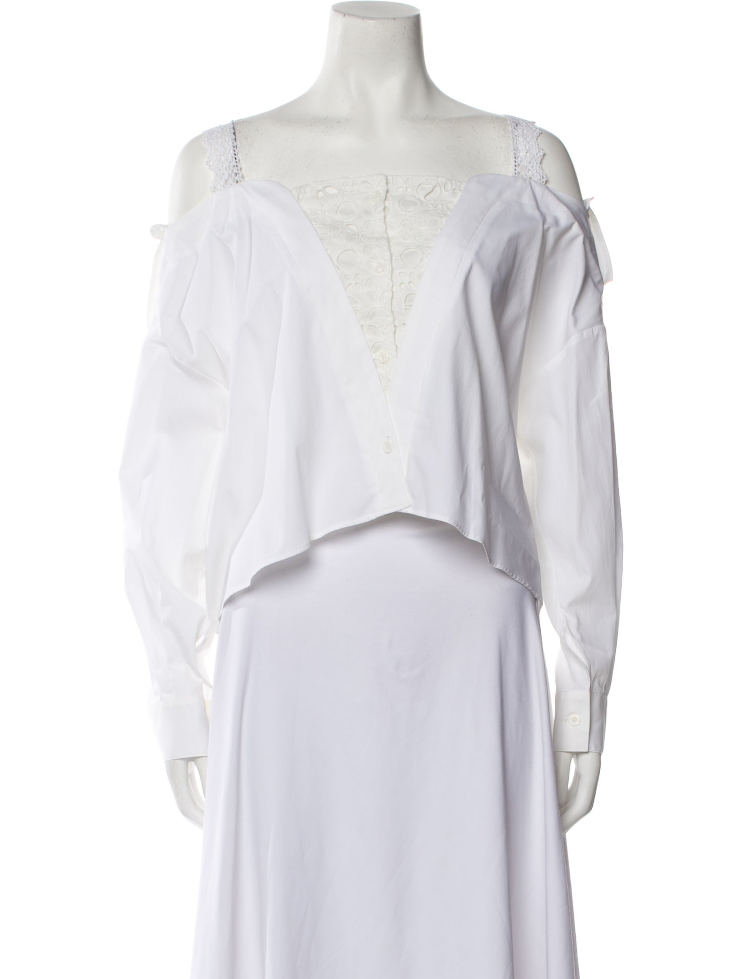 Maje Off-The-Shoulder Long Sleeve Crop Top