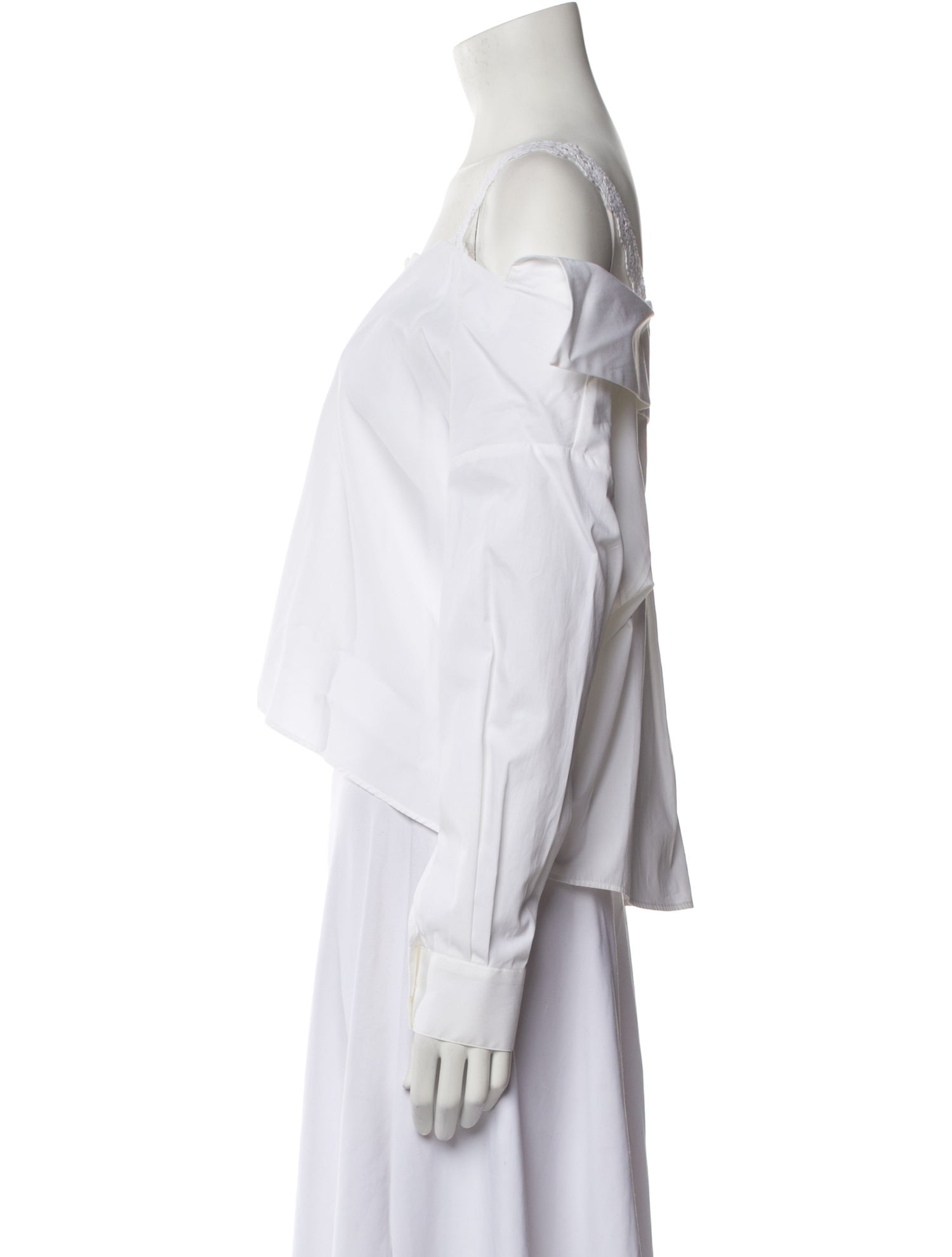 Maje Off-The-Shoulder Long Sleeve Crop Top