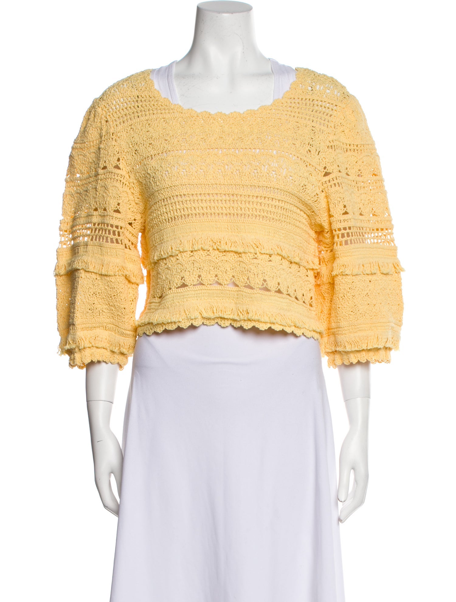 Maje Lace Pattern Scoop Neck Crop Top w/ Tags
