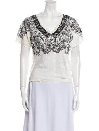 Maje Linen Printed T-Shirt