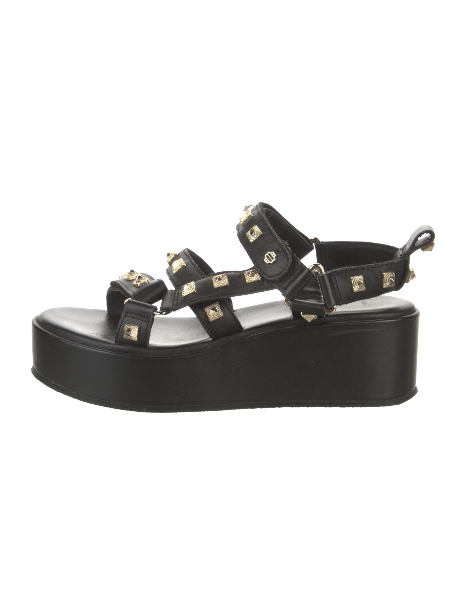 Maje Leather Studded Accents Sandals