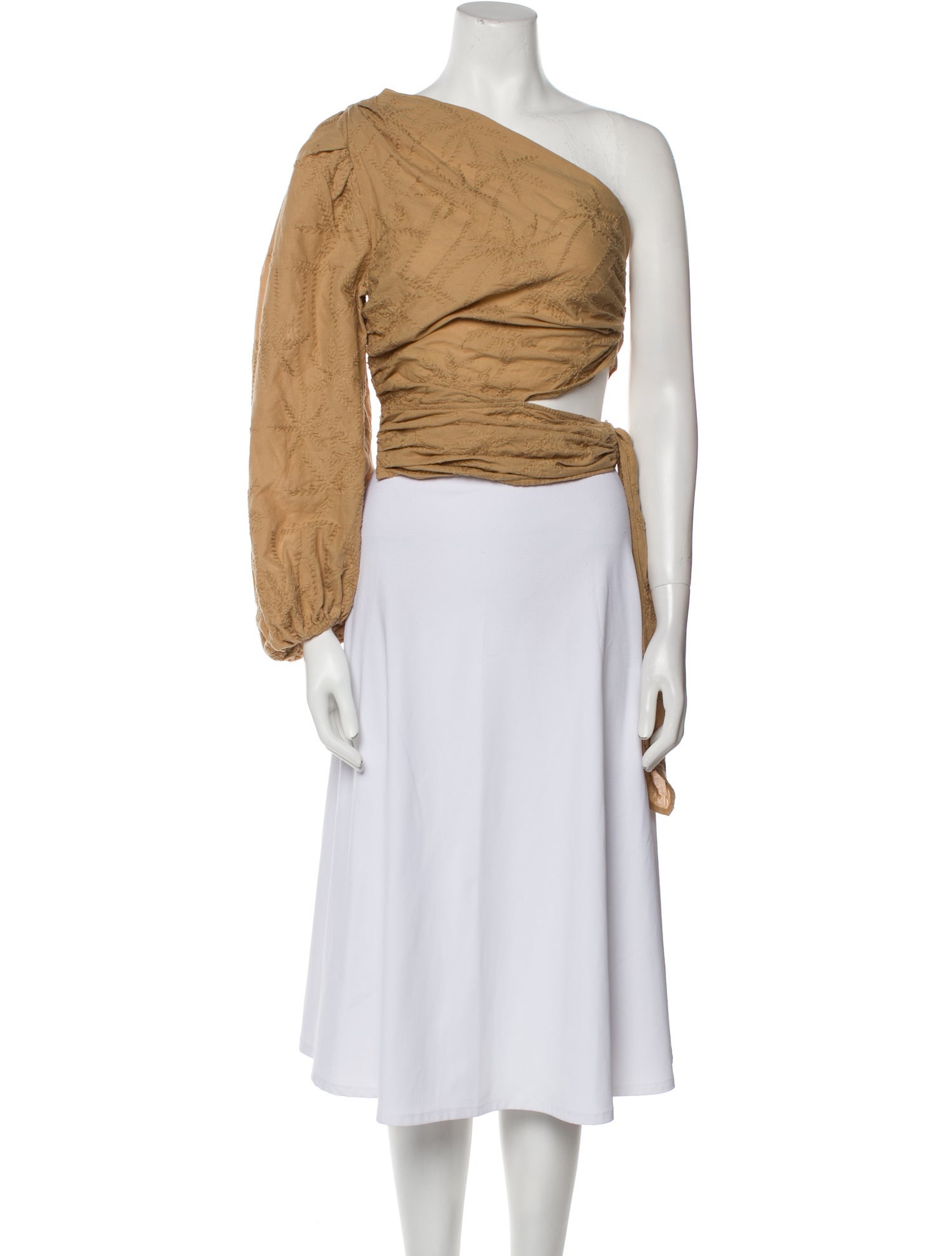 Maje One-Shoulder Long Sleeve Crop Top