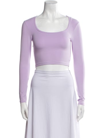 Maje Tops Scoop Neck Long Sleeve Crop Top M