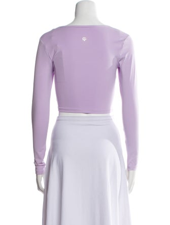 Maje Scoop Neck Long Sleeve Crop Top