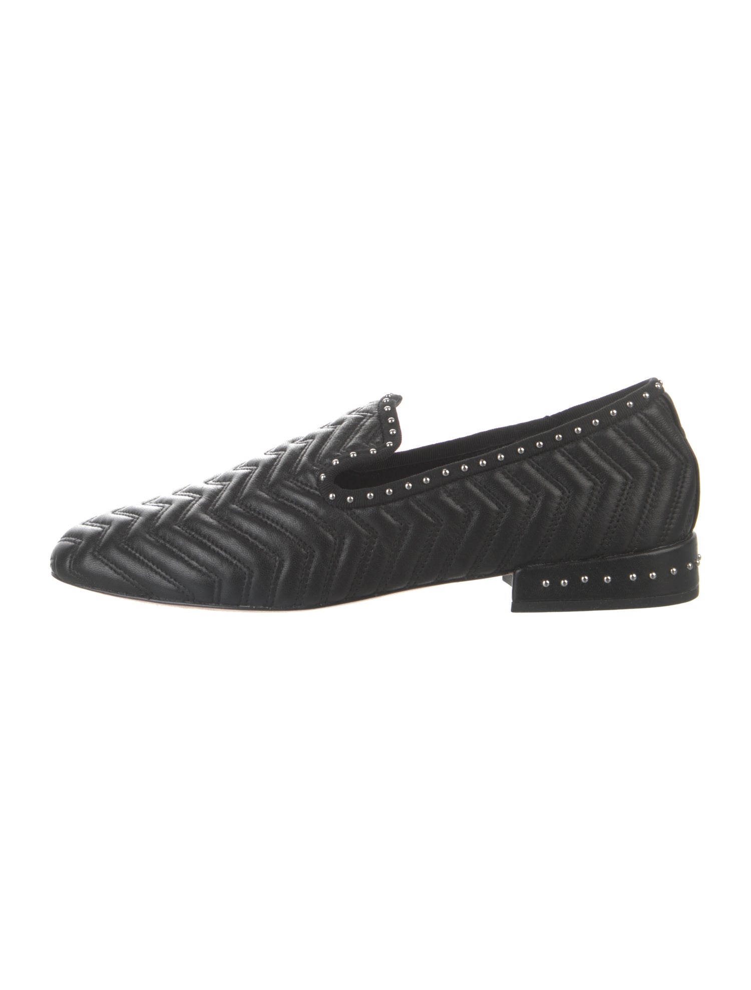 Maje Leather Studded Accents Loafers