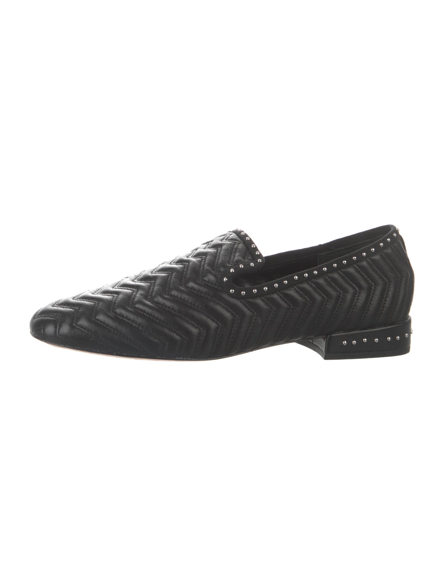 Maje Leather Studded Accents Loafers