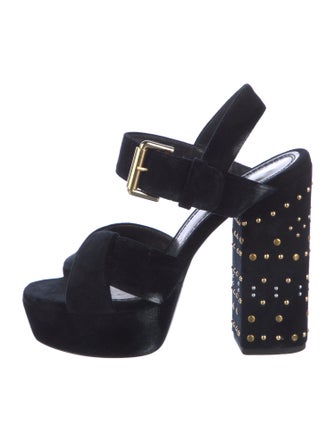 Maje Velvet Studded Accents Slingback Sandals