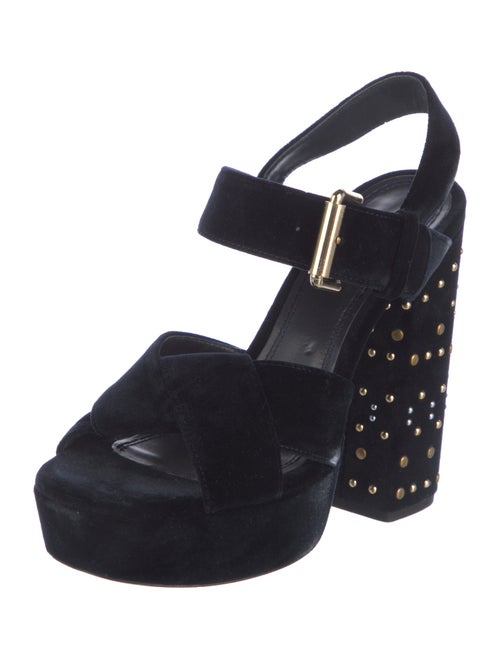 Maje Velvet Studded Accents Slingback Sandals