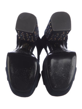 Maje Velvet Studded Accents Slingback Sandals