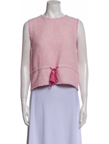 Maje Tops Crew Neck Sleeveless Crop Top XL