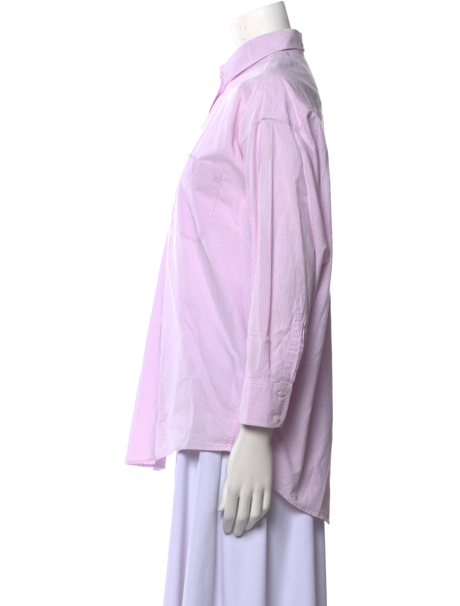 Maje Striped Three-Quarter Sleeve Button-Up Top