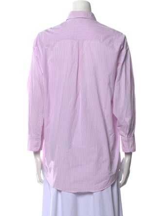 Maje Striped Three-Quarter Sleeve Button-Up Top