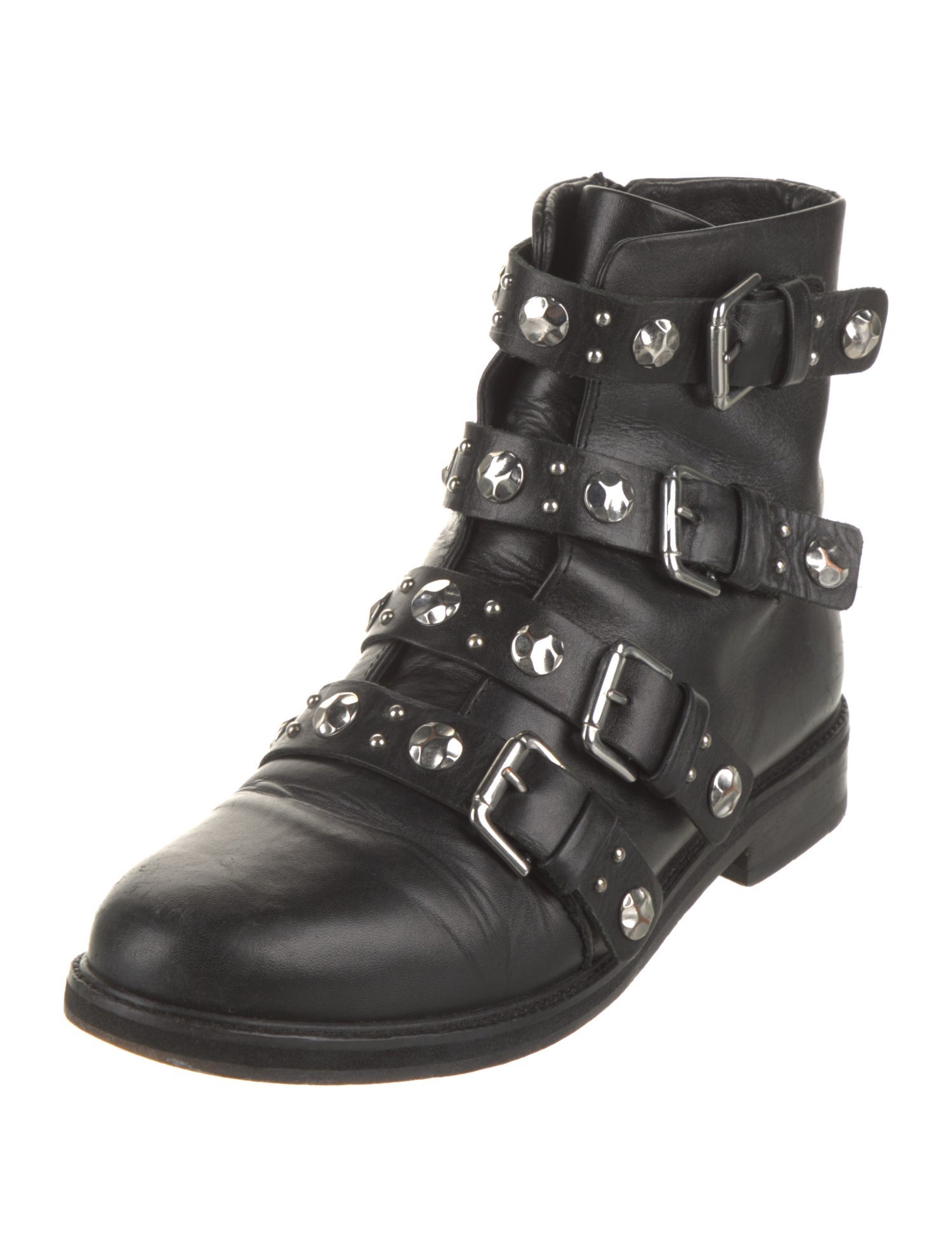 Maje Leather Printed Combat Boots