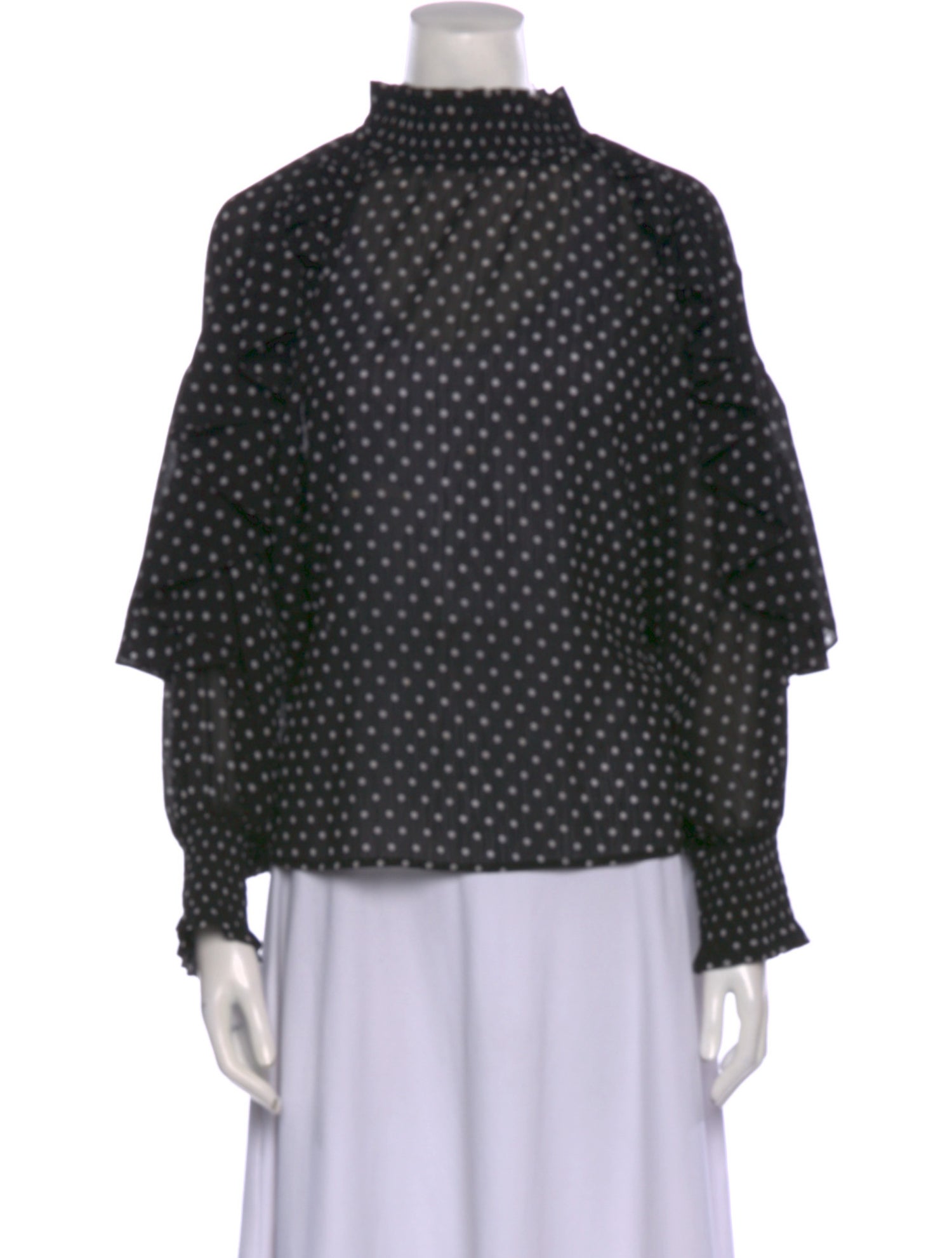 Maje Polka Dot Print Mock Neck Blouse