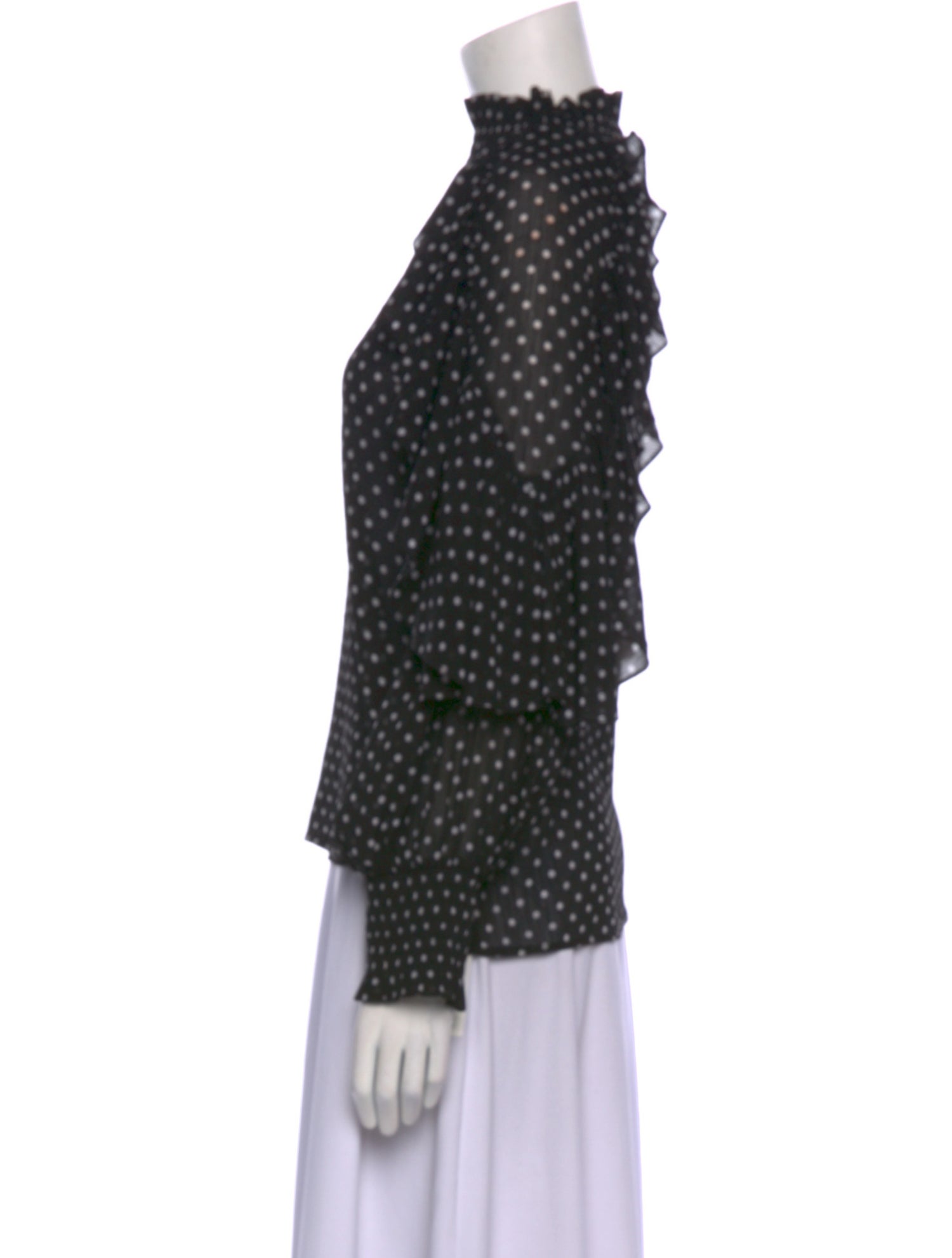 Maje Polka Dot Print Mock Neck Blouse