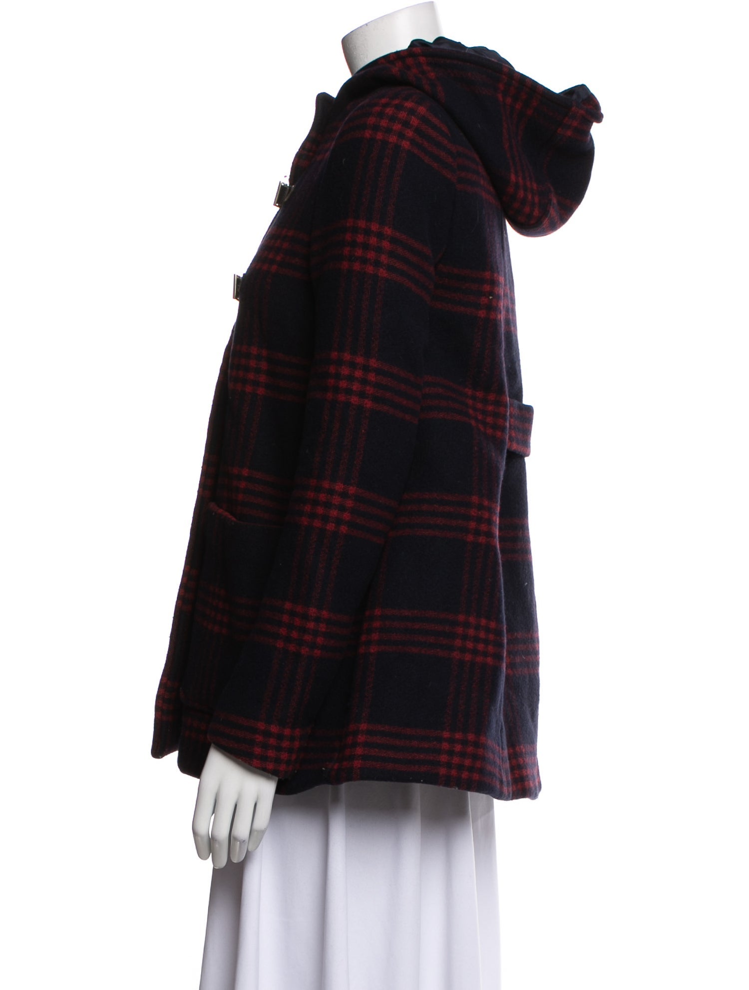 Maje Wool Plaid Print Coat