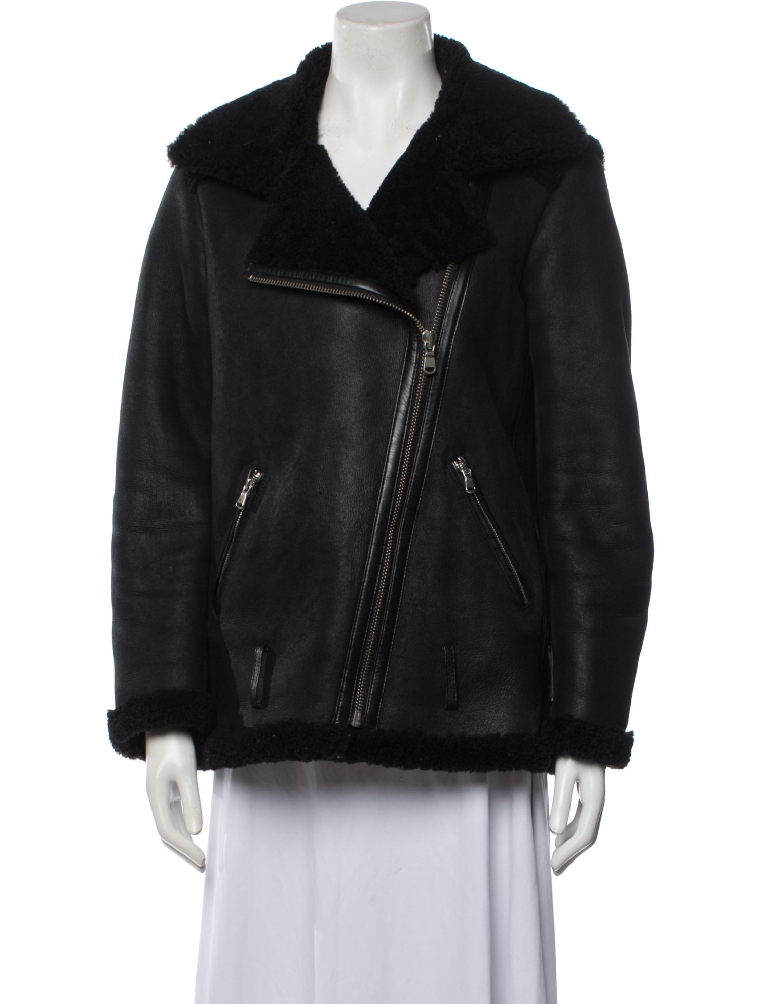 Maje Leather Faux Fur Coat