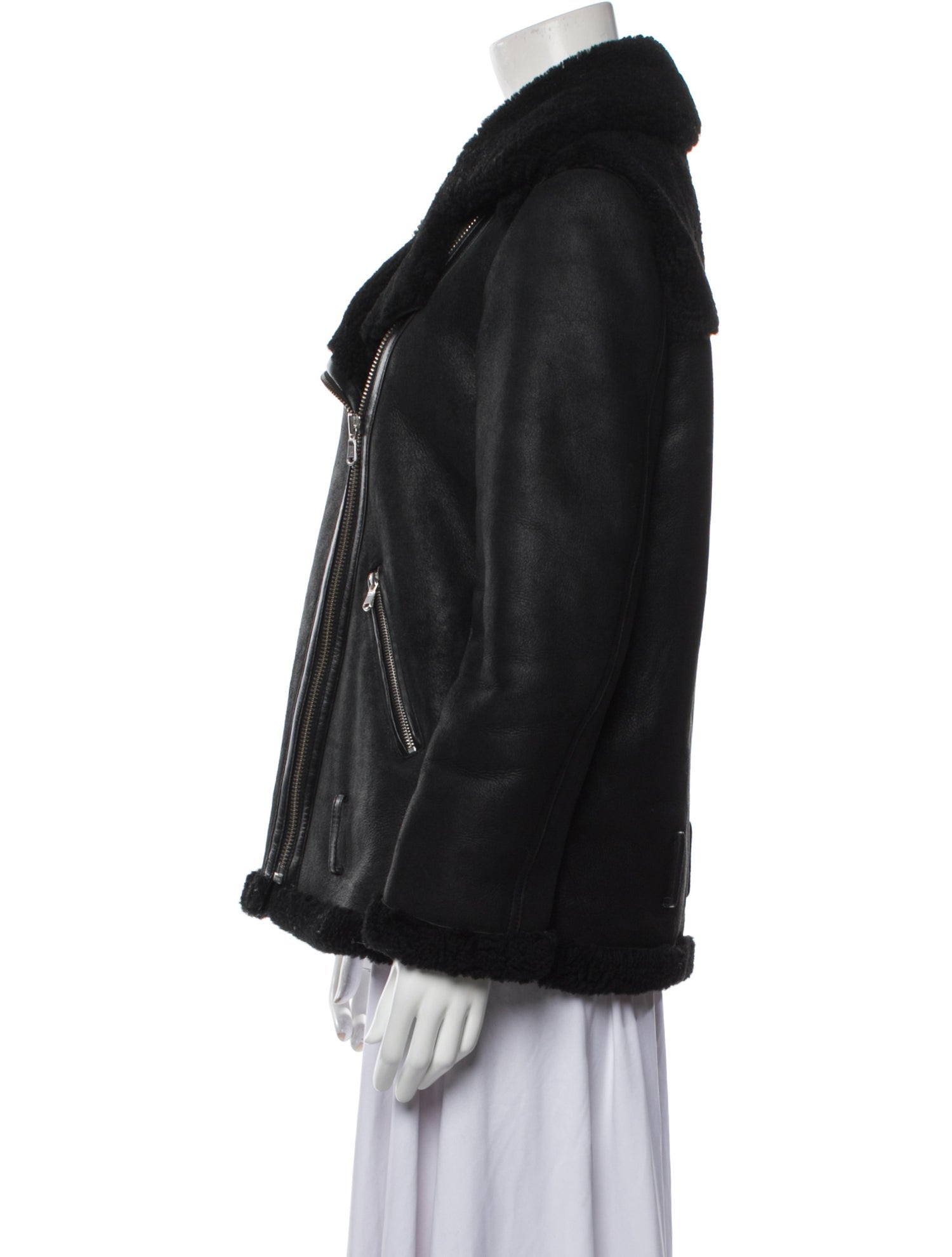 Maje Leather Faux Fur Coat