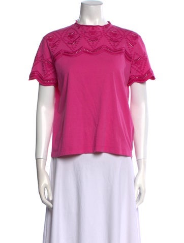 Maje Tops Mock Neck Short Sleeve Blouse S