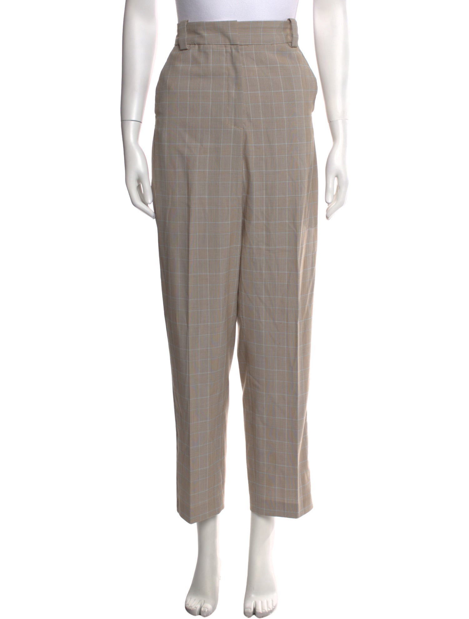 Maje Plaid Print Straight Leg Pants