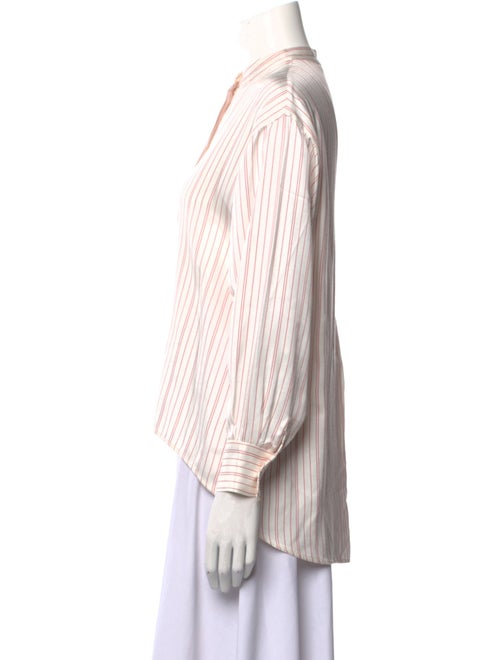 Maje Striped Mock Neck Button-Up Top